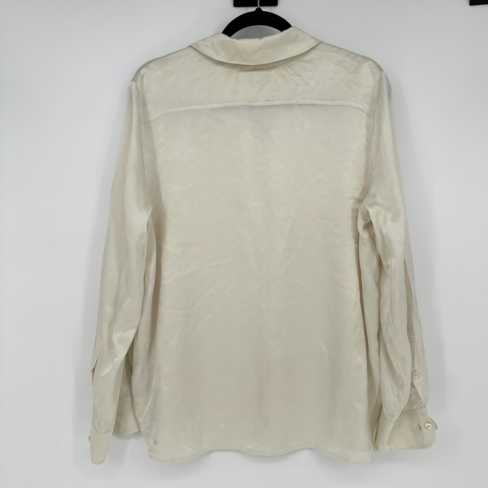 Banana Republic 100 Silk Ivory Button Shirt Blouse Long Sleeve Chic Minimalist L - Picture 5 of 8
